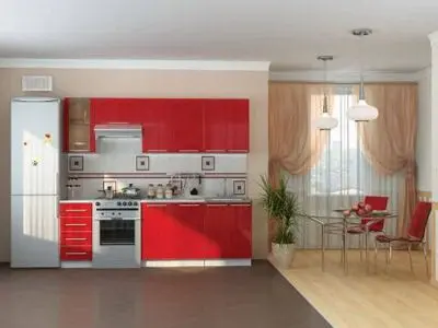 Кухонная мебель с компактной линейной планировкой